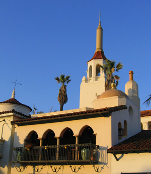The steeple at the Arlington_Theater in downtown Santa Barbara, California