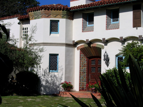 The front entrance to the Adamson House, located in Malibu California