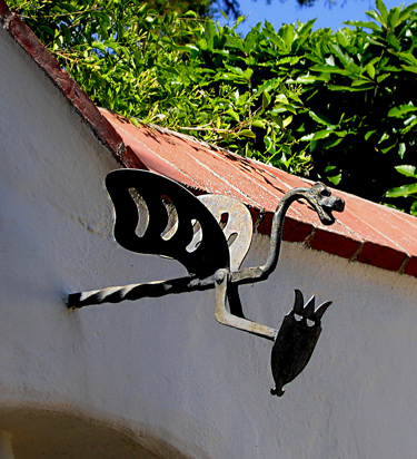 George F. Steedman designed and made this wrought iron flying dragon with shield for his Casa del Herrero estate in Montecito, California
