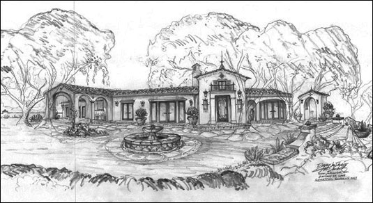 hand drawn rendering by Jeff Doubet Santa Barbara Home Designer and consultant